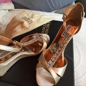 Badgley Mischka T-strap wedding wedges size 7